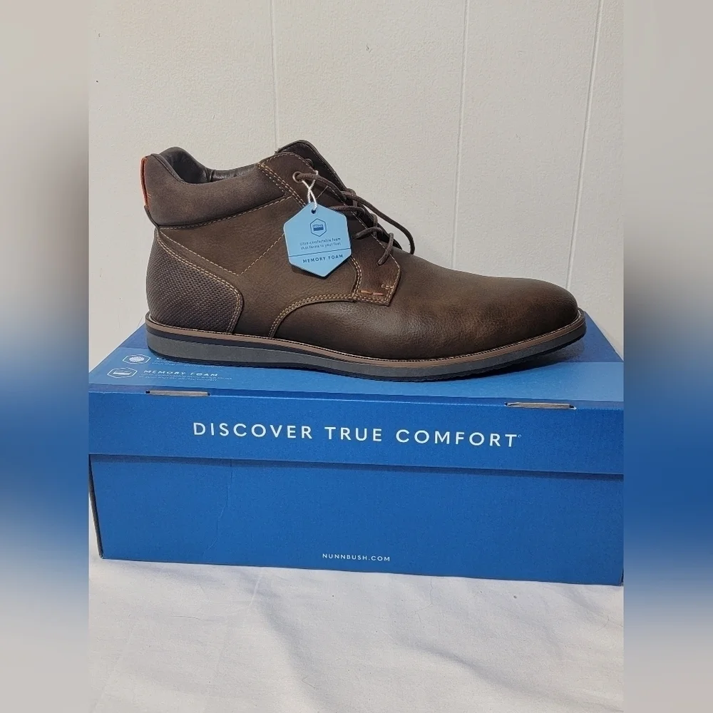 Nunn Bush Circuit DC PTBT Plain Toe Casual Boot Men’s 12 comfort Gel Mem Foam